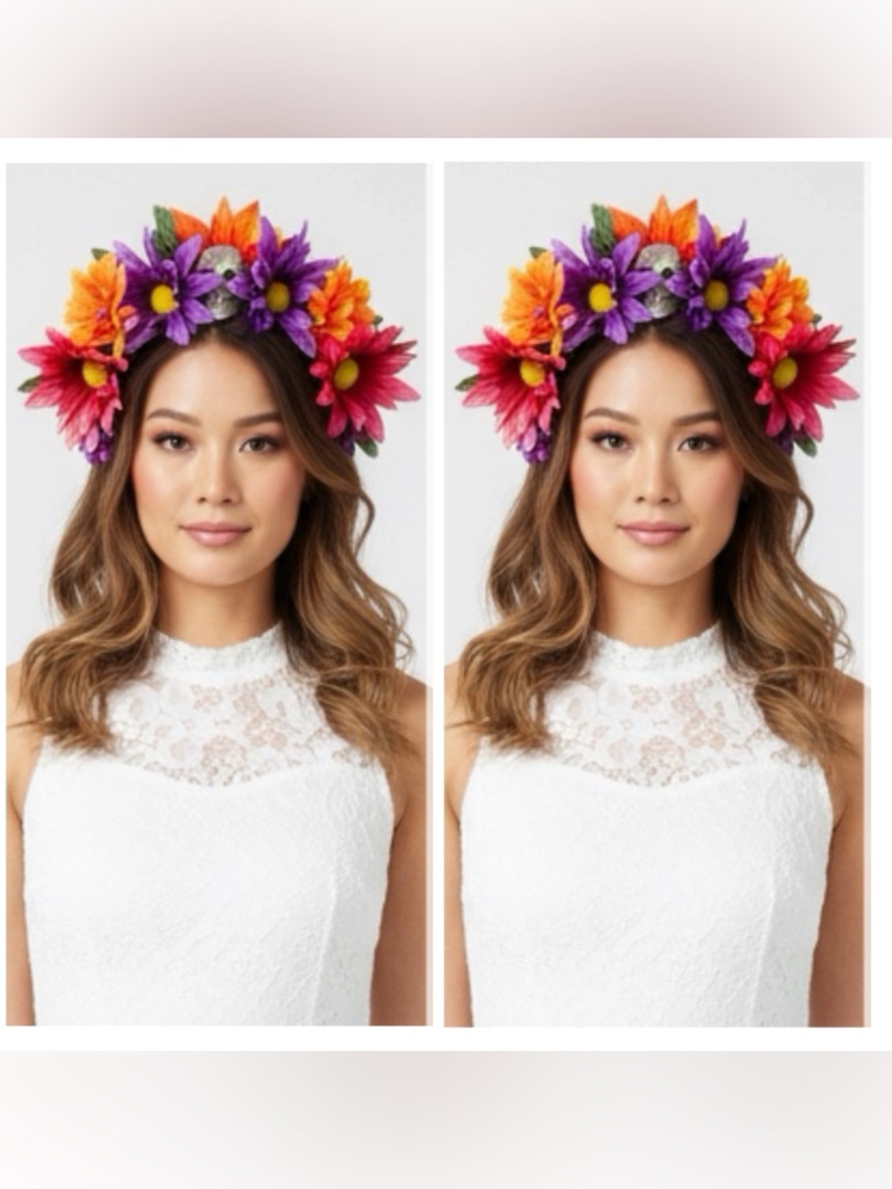 Bridal Till Death Do Us Part Flower Crown Handmade Skull Flower Crown - Picture 2 of 9